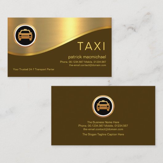 Stylish Brown Layer Gold Wave Taxi-driver Visitekaartje (Voorkant / Achterkant)
