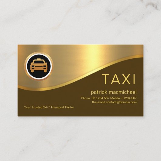 Stylish Brown Layer Gold Wave Taxi-driver Visitekaartje (Voorkant)