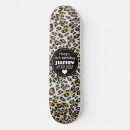 Stylish Brown Leopard print Happy 17th Birthday Persoonlijk Skateboard