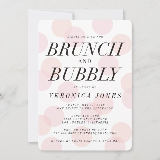 Stylish Brunch en Bubble Bridal Shower Invitation Kaart (Voorkant)