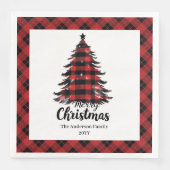 Stylish Buffalo Christmas Tree Napkin Template Servet (Voorkant)