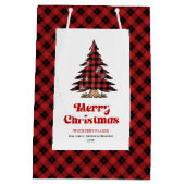 Stylish buffalo plaid gift bag Christmas custom Medium Cadeauzakje (Achterkant)
