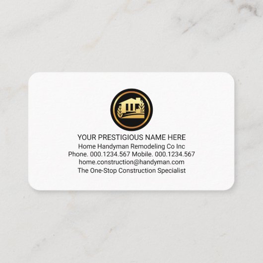 Stylish Building Frame With Handyman Tools Visitekaartje (Achterkant)