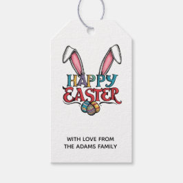Stylish bunny ears Floral Happy Easter Cadeaulabel