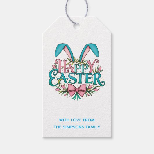 Stylish bunny ears Happy Easter Cadeaulabel (Voorkant)