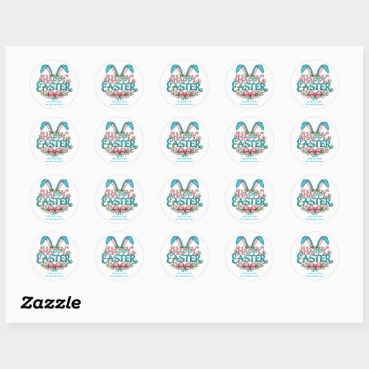 Stylish bunny ears Happy Easter Ronde Sticker (Vel)