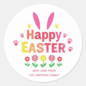 Stylish bunny ears Happy Easter Ronde Sticker (Voorkant)