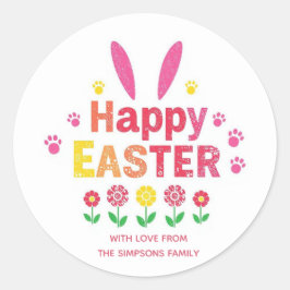 Stylish bunny ears Happy Easter Ronde Sticker