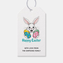 Stylish bunny eggs Floral Happy Easter Cadeaulabel