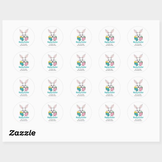 Stylish bunny eggs Floral Happy Easter Sticker (Vel)