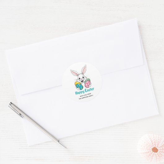 Stylish bunny eggs Floral Happy Easter Sticker (Envelop)
