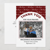 Stylish Burgundy Afstuderen Foto Hartelijk dank Bedankkaart (Voorkant / Achterkant)