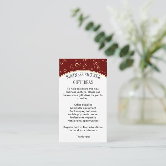 Stylish Burgundy BUSINESS SHOWER Informatiekaartje (Staand voorkant)