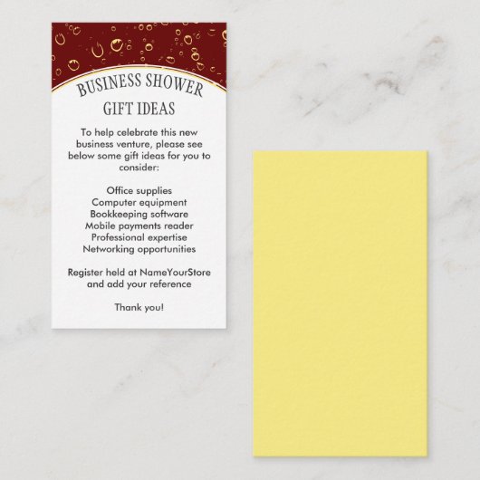 Stylish Burgundy BUSINESS SHOWER Informatiekaartje (Voorkant / Achterkant)