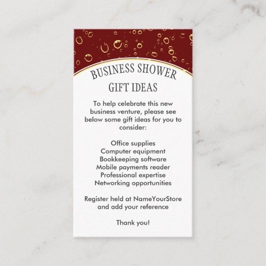 Stylish Burgundy BUSINESS SHOWER Informatiekaartje (Voorkant)