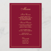 Stylish Burgundy Gold Script Weduwmenu Menu (Voorkant)