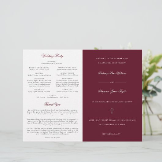 Stylish Burgundy katholieke Weduwmassaprogramma (Staand voorkant)