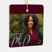 Stylish Burgundy Photo PhD Afstuderen Keramisch Ornament (Rechts)