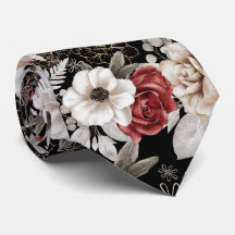 Stylish Burgundy Roos Black Floral Pattern