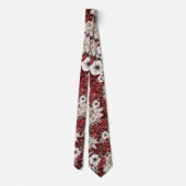 Stylish Burgundy Roos Floral Pattern Stropdas (Achterkant)