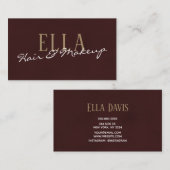 Stylish Burgundy Waterverf Hair Makeup Visitekaartje (Voorkant / Achterkant)