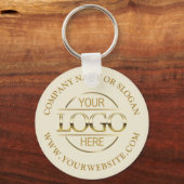Stylish Busines Logo Promotional Beige Gold Sleutelhanger (Voorkant)