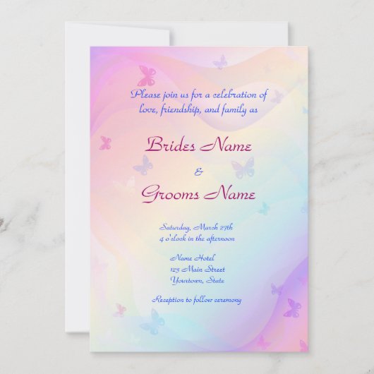 Stylish Butterflies Wedding Invitation Kaart (Voorkant)