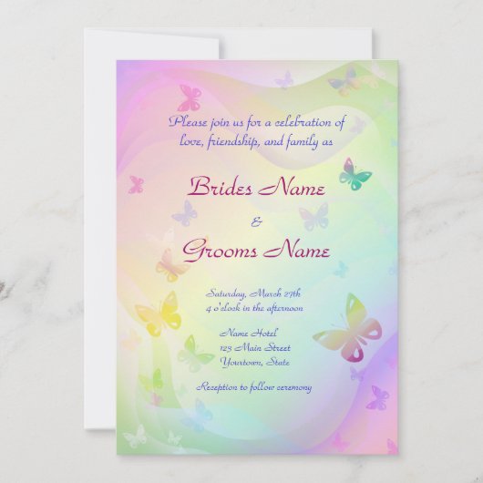 Stylish Butterflies Wedding Invitation Kaart (Voorkant)
