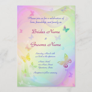 Stylish Butterflies Wedding Invitation Kaart