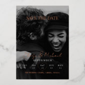 Stylish Calendar Photo Double-sided Save The Date Folie Uitnodiging (Voorkant)
