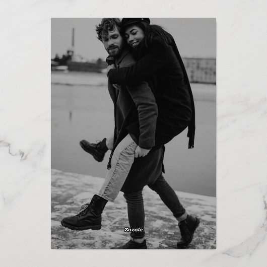 Stylish Calendar Photo Double-sided Save The Date Folie Uitnodiging (Achterkant)