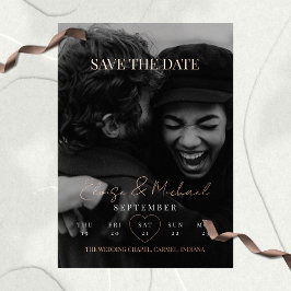 Stylish Calendar Photo Double-sided Save The Date Folie Uitnodiging