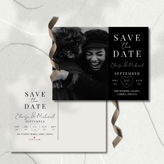 Stylish Calendar Photo Wedding Save The Date Aankondigingskaart