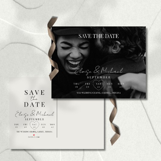 Stylish Calendar Photo Wedding Save The Date Aankondigingskaart