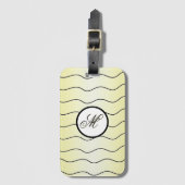 Stylish Calligraphy Initial Pastel Butter Yellow Bagagelabel (Voorkant (verticaal))