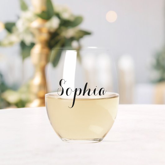 Stylish Calligraphy Script Monogram  Wijnglas Zonder Voet (Insitu (Huwelijk))