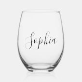 Stylish Calligraphy Script Monogram Wijnglas Zonder Voet (Voorkant)