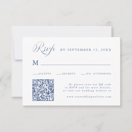 Stylish Calligraphy Script Wedding Dusty Blue RSVP Kaartje (Voorkant)