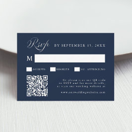 Stylish Calligraphy Script Wedding Navy Blue RSVP Kaartje