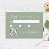 Stylish Calligraphy Script Wedding Sage Green RSVP Kaartje