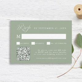 Stylish Calligraphy Script Wedding Sage Green RSVP Kaartje