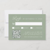 Stylish Calligraphy Script Wedding Sage Green RSVP Kaartje (Voorkant)