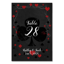 Stylish casino bruiloft table number kaart