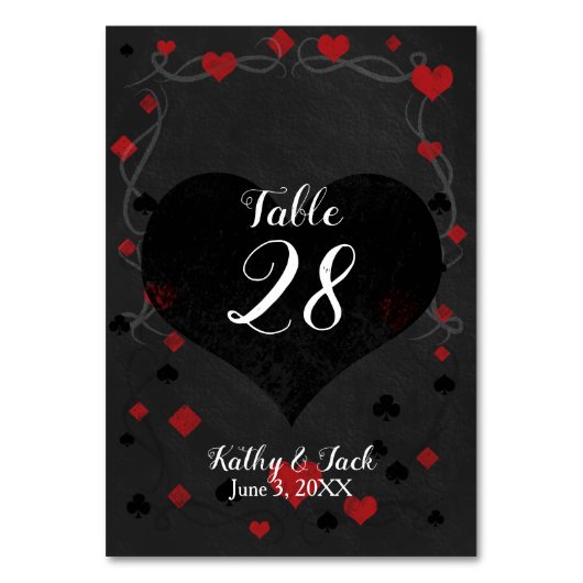 Stylish casino bruiloft table number kaart (Achterkant)