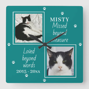 Stylish Cat Memorial Gemist Beyond Measure Foto Vierkante Klok