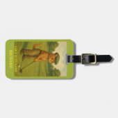 Stylish Cat Playing Golf Personalized Bagagelabel (Voorkant horizontaal)