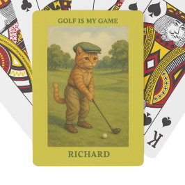 Stylish Cat Playing Golf Personalized Poker Cards Pokerkaarten