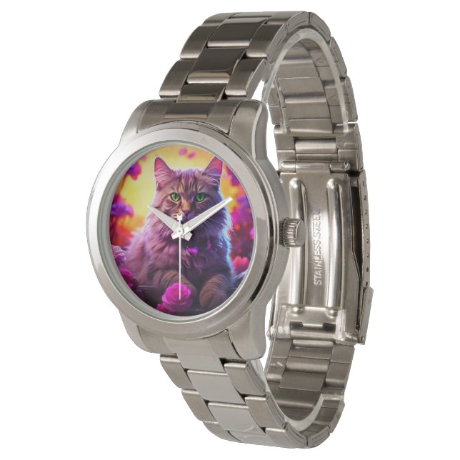 Stylish cat watch for cat's lovers horloge (Gekanteld)