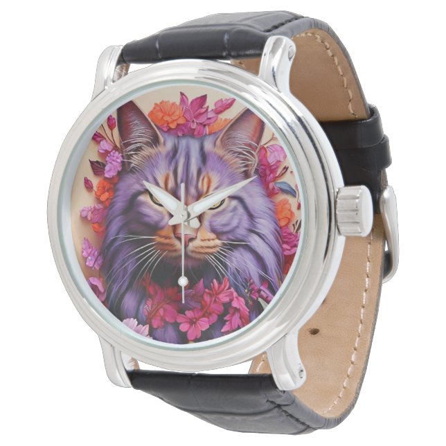 Stylish cat watch for cat's lovers horloge (Gekanteld)