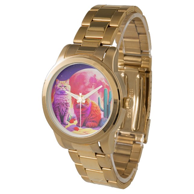 Stylish cat watch for cat's lovers horloge (Gekanteld)